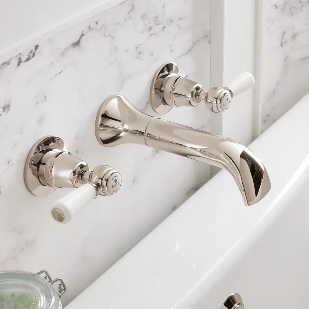 BC Designs Victrion Lever Nickel 3 Hole Wall Mounted Bath Filler Lifestyle